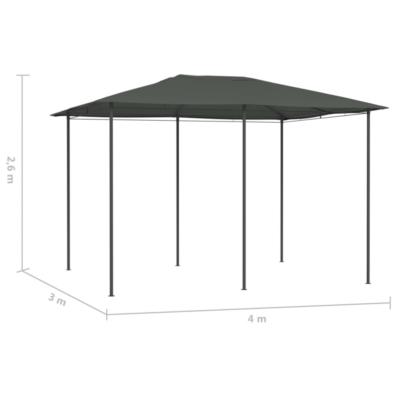 Pavillon 3x4x2,6 m Anthrazit 160 g/m²