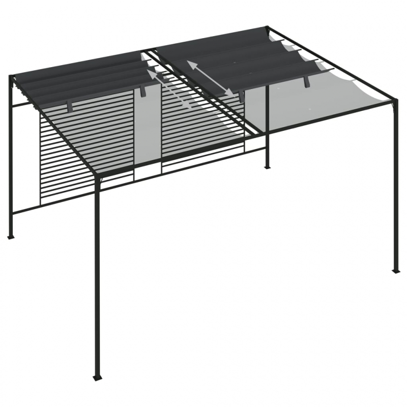 Pavillon mit Ausziehbarem Dach 4x3x2,3 m Anthrazit 180 g/m²