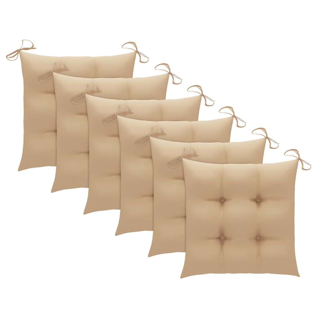Stuhlkissen 6 Stk. Beige 40x40x7 cm Oxford-Gewebe
