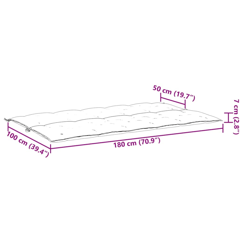Gartenbank-Auflage Anthrazit 180x(50+50)x7 cm Oxford-Gewebe