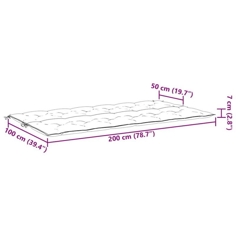Gartenbank-Auflage Grau 200x(50+50)x7 cm Oxford-Gewebe