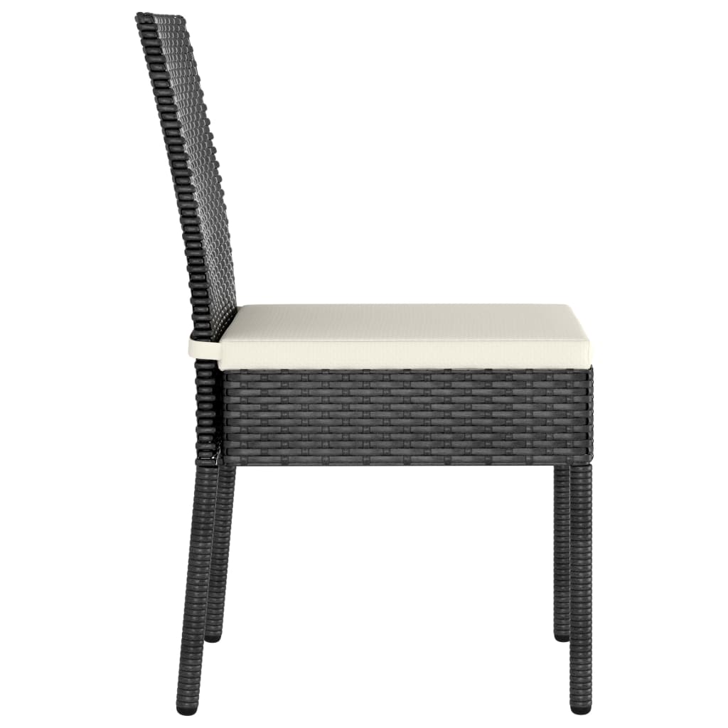 Garten-Essstühle 2 Stk. Poly Rattan Schwarz