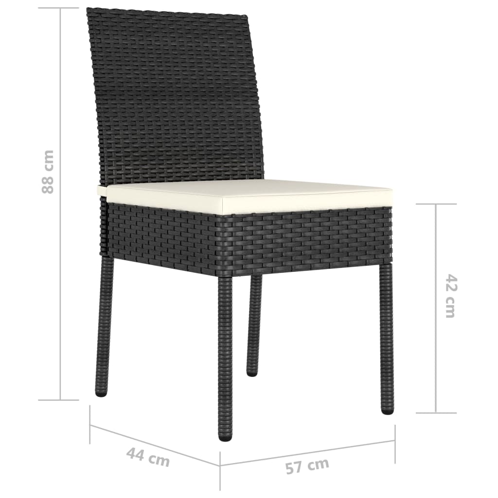 Garten-Essstühle 2 Stk. Poly Rattan Schwarz