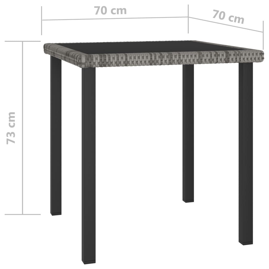 Garten-Esstisch Grau 70x70x73 cm Poly Rattan