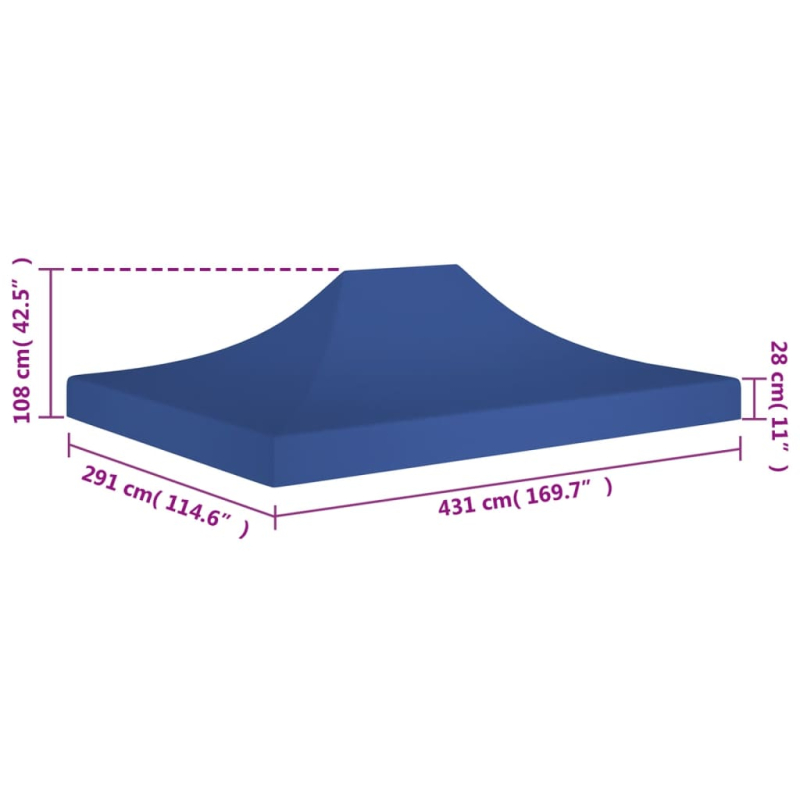 Partyzelt-Dach 4,5x3 m Blau 270 g/m²