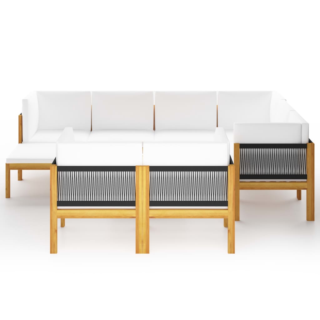 10-tlg. Garten-Lounge-Set mit Kissen Cremeweiß Massivholz Akazie