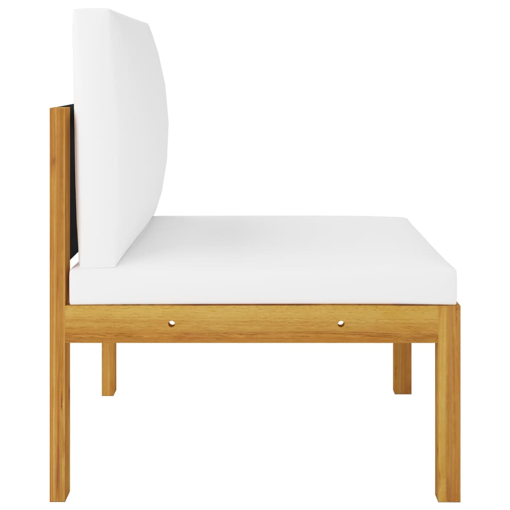 11-tlg. Garten-Lounge-Set mit Kissen Cremeweiß Massivholz Akazie