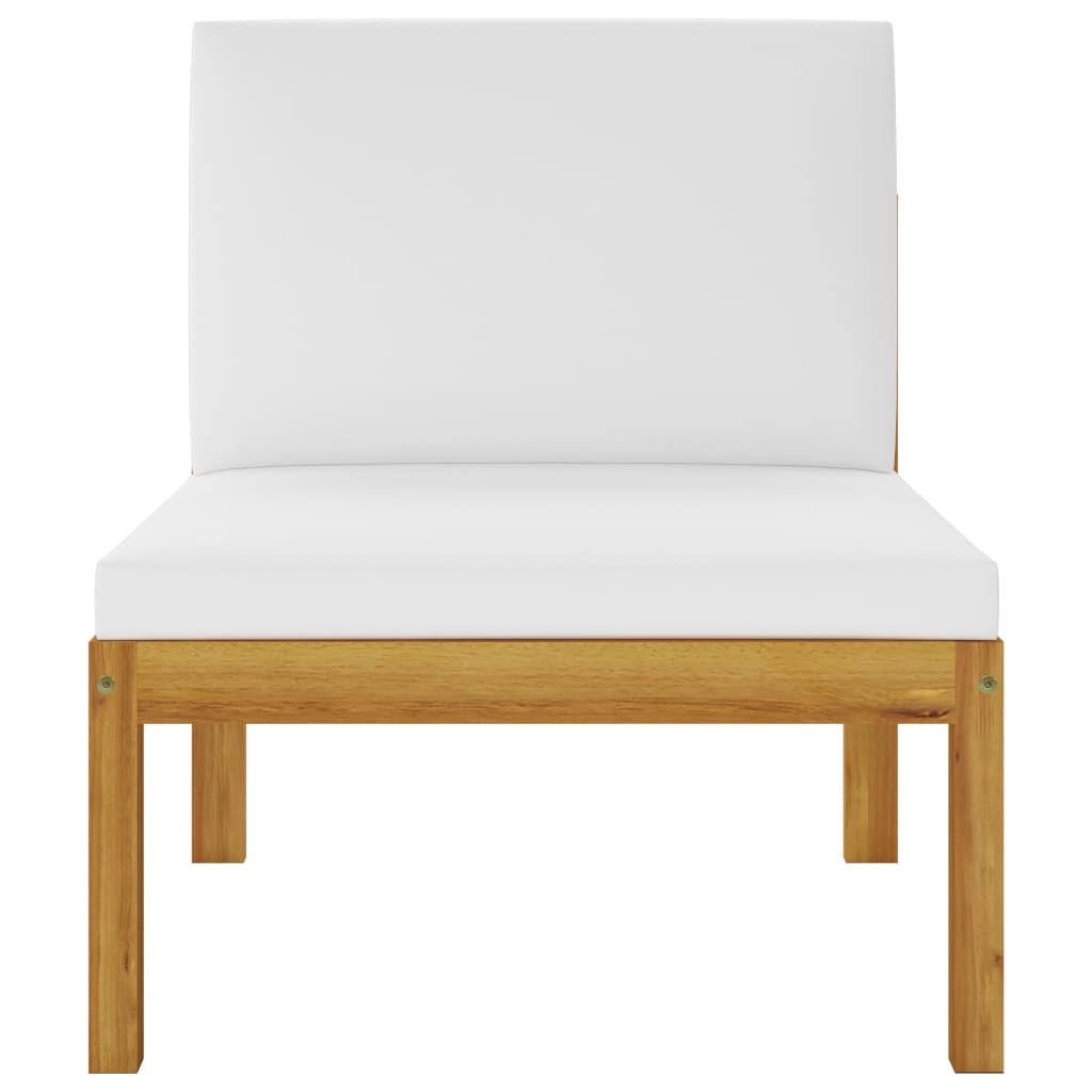 5-tlg. Garten-Lounge-Set mit Kissen Cremeweiß Massivholz Akazie