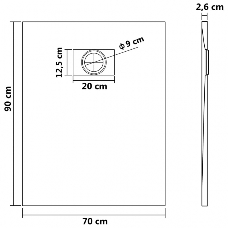 Duschwanne SMC Grau 90x70 cm