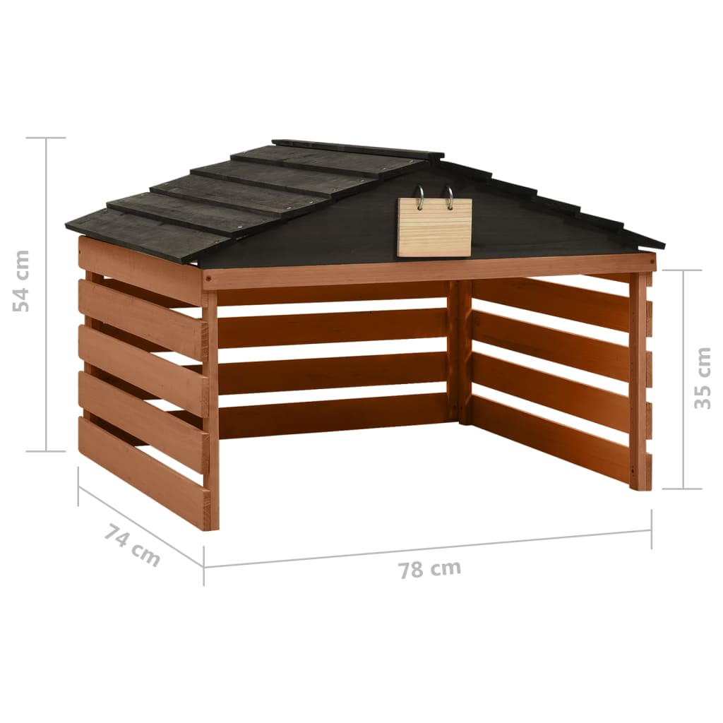 Mähroboter-Garage Schwarz und Braun 78x74x54 cm Tannenholz