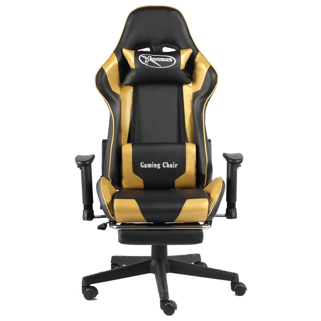 Gaming-Stuhl mit Fußstütze Drehbar Golden PVC