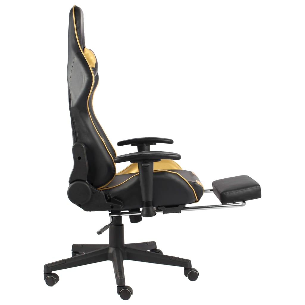 Gaming-Stuhl mit Fußstütze Drehbar Golden PVC