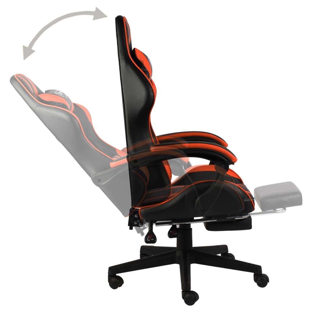 Gaming-Stuhl mit Fußstütze Schwarz und Orange Kunstleder