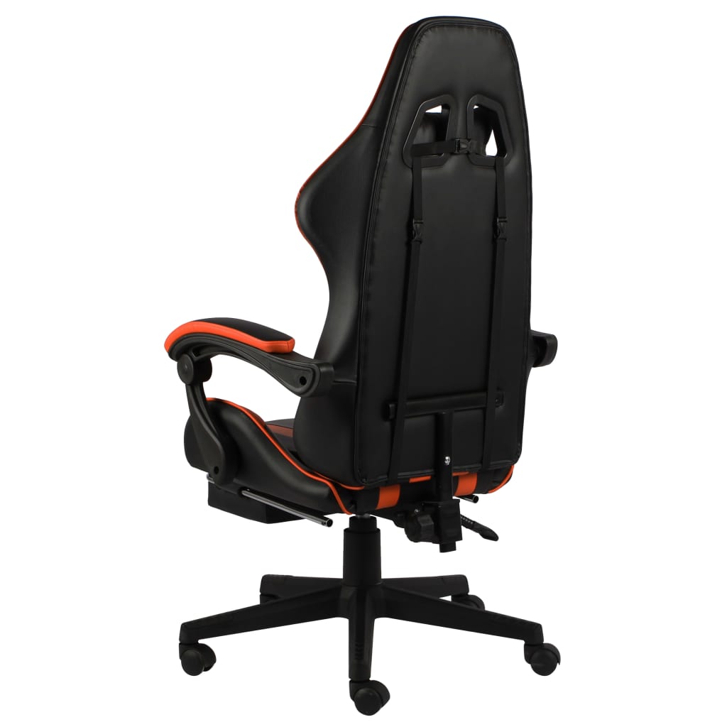 Gaming-Stuhl mit Fußstütze Schwarz und Orange Kunstleder