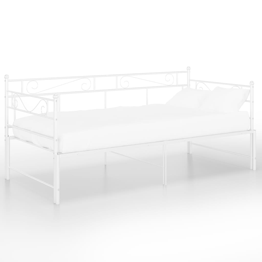 Ausziehsofa Bettgestell Weiß Metall 90x200 cm