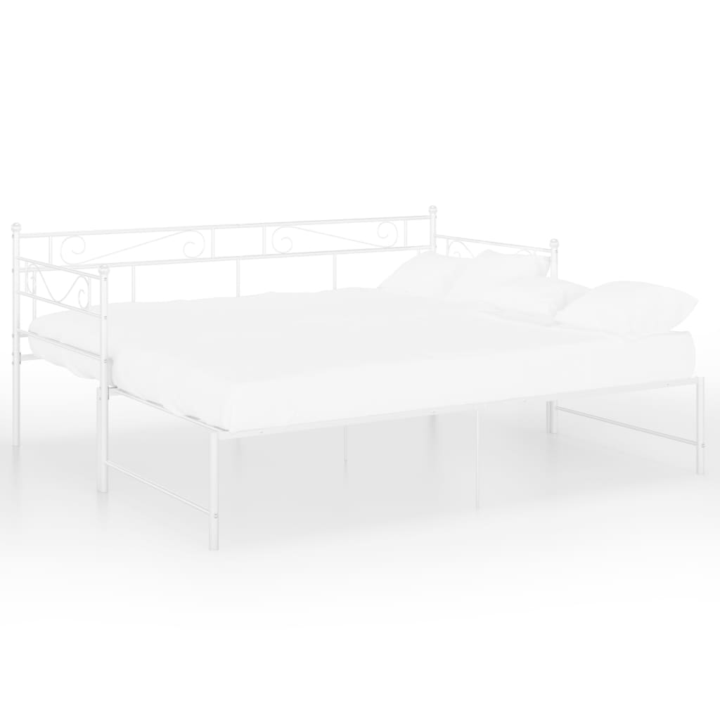 Ausziehsofa Bettgestell Weiß Metall 90x200 cm