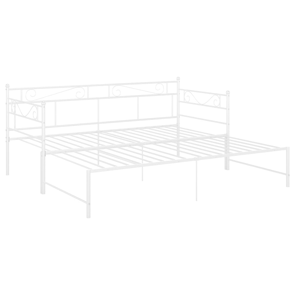 Ausziehsofa Bettgestell Weiß Metall 90x200 cm