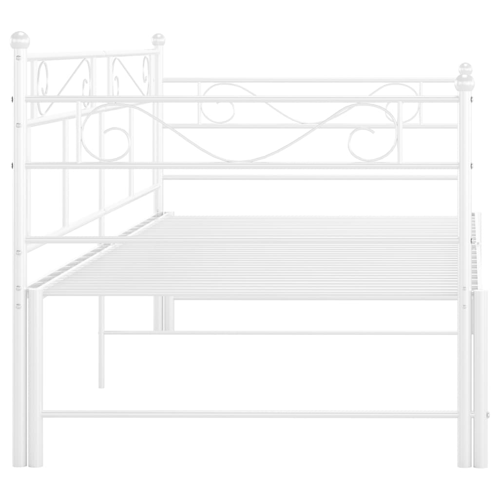 Ausziehsofa Bettgestell Weiß Metall 90x200 cm