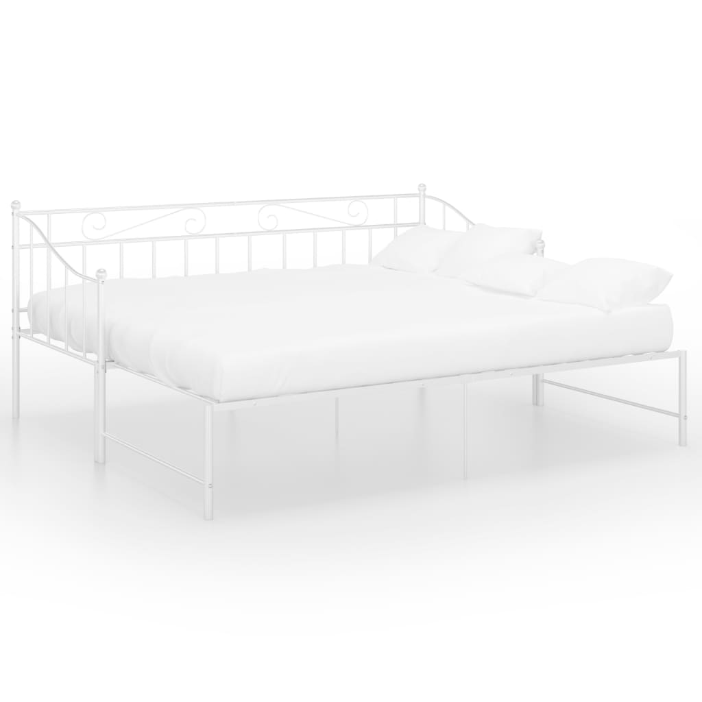 Ausziehsofa Bettgestell Weiß Metall 90x200 cm