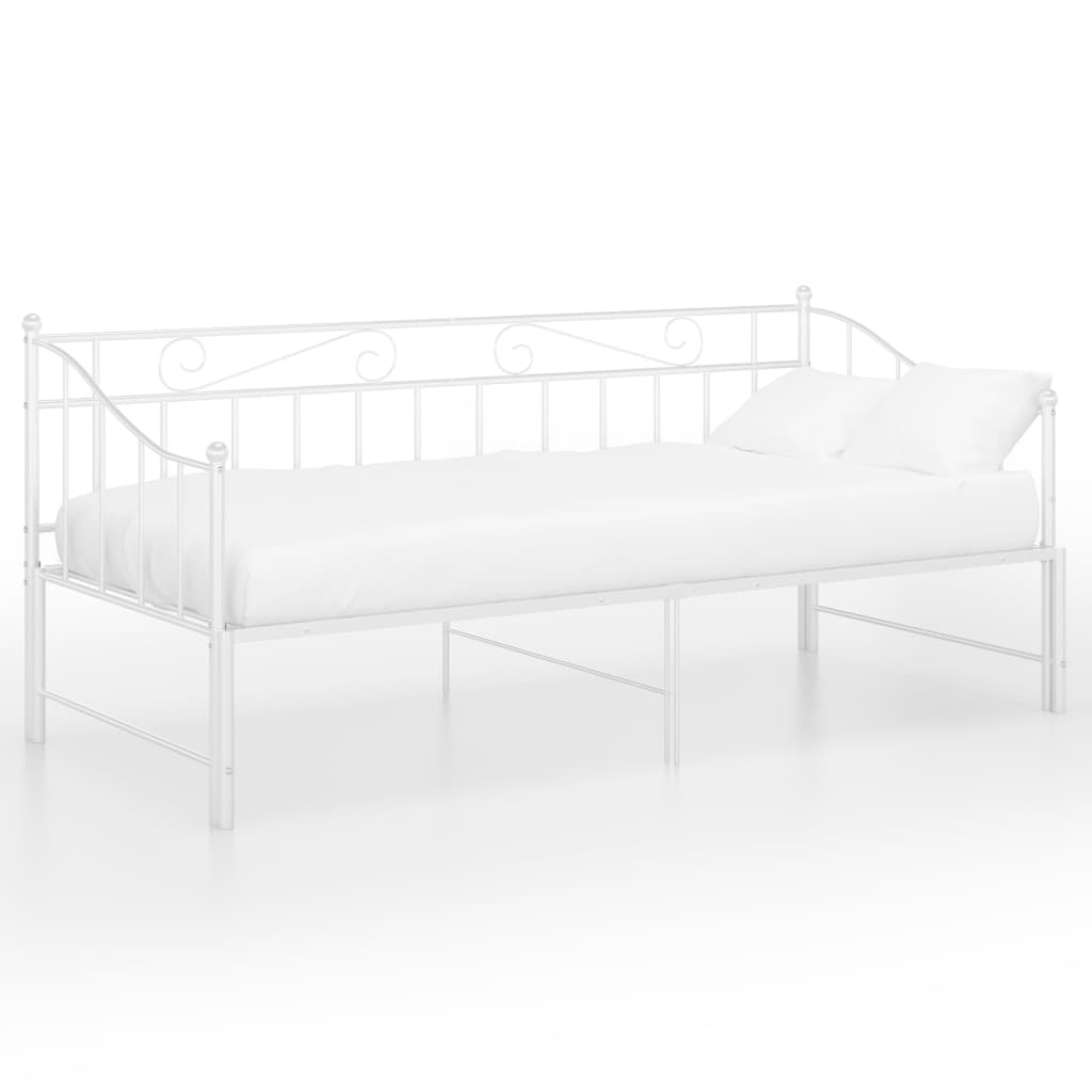 Ausziehsofa Bettgestell Weiß Metall 90x200 cm
