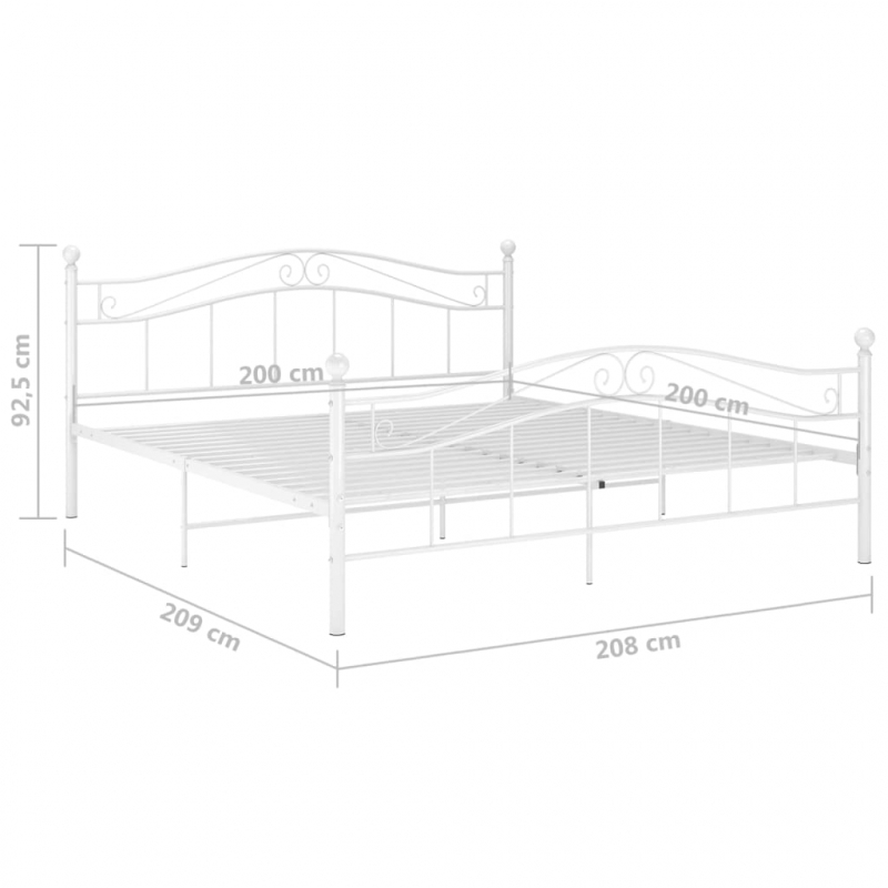 Bett Weiß Metall 200x200 cm