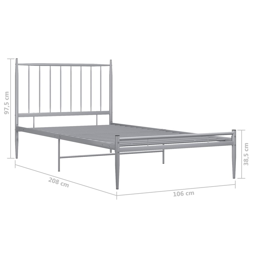 Bett Grau Metall 100x200 cm