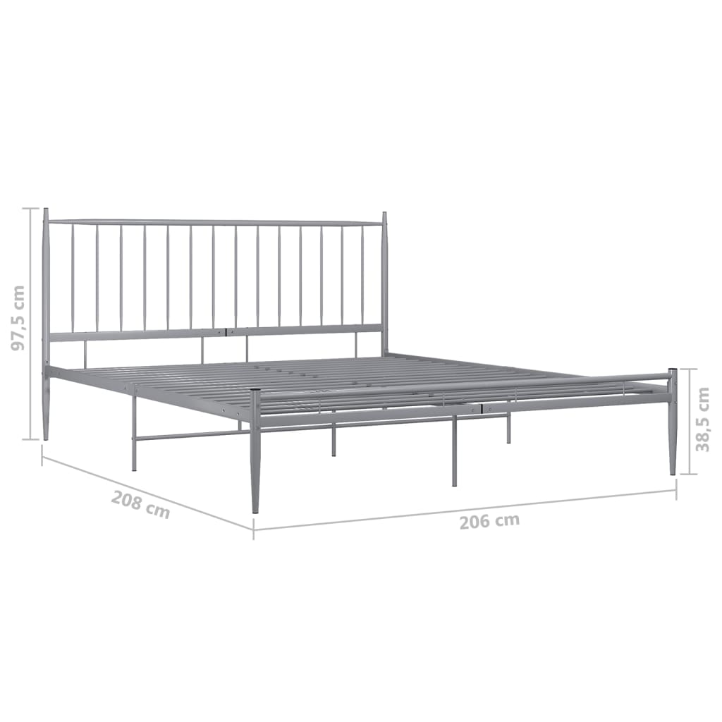 Bett Grau Metall 200x200 cm