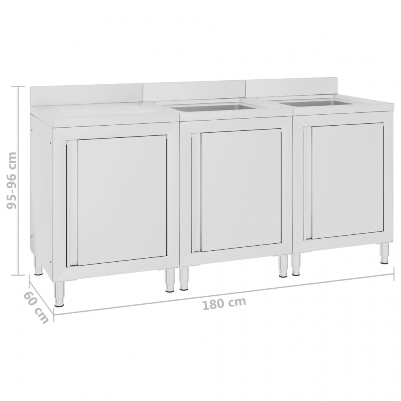 Gastro-Spülenunterschrank 180x60x96 cm Edelstahl