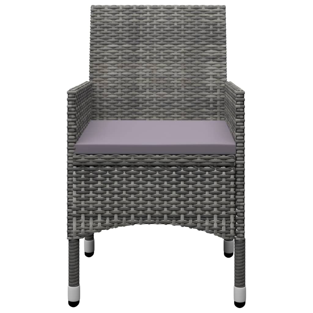 3-tlg. Bistro-Set Poly Rattan und Hartglas Grau