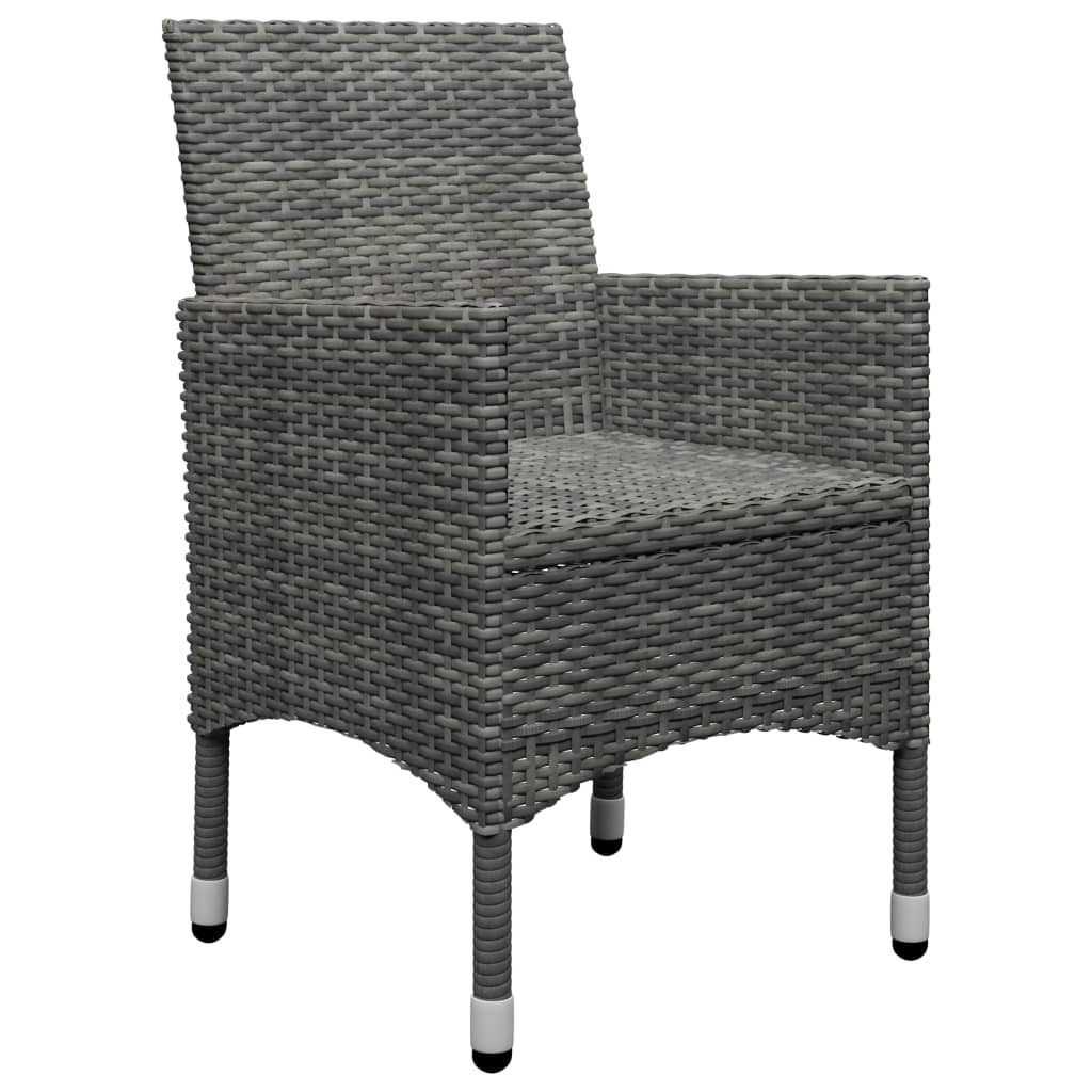3-tlg. Bistro-Set Poly Rattan und Akazienholz Grau