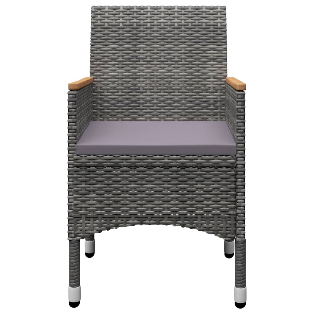3-tlg. Bistro-Set Poly Rattan und Hartglas Grau