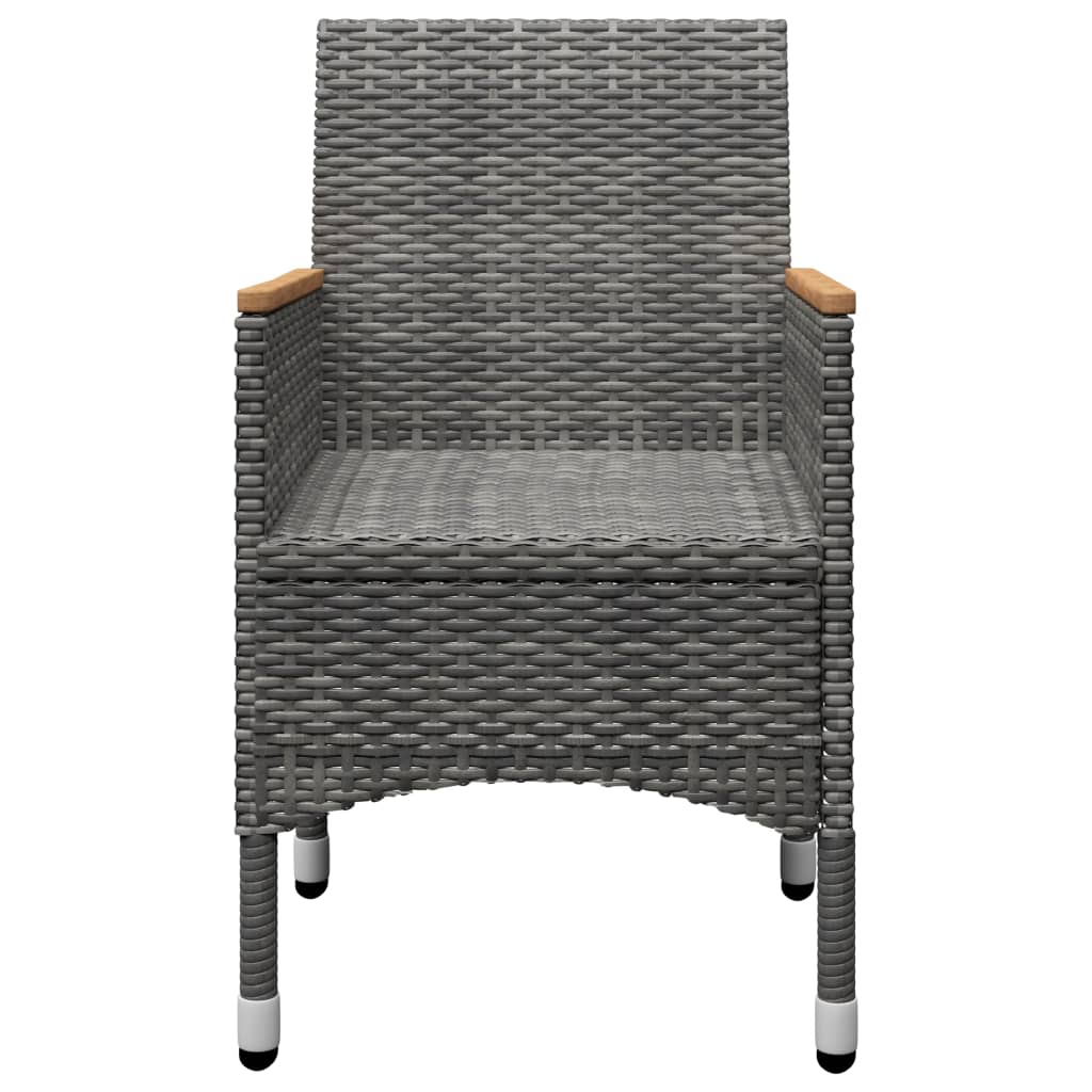 3-tlg. Bistro-Set Poly Rattan und Hartglas Grau