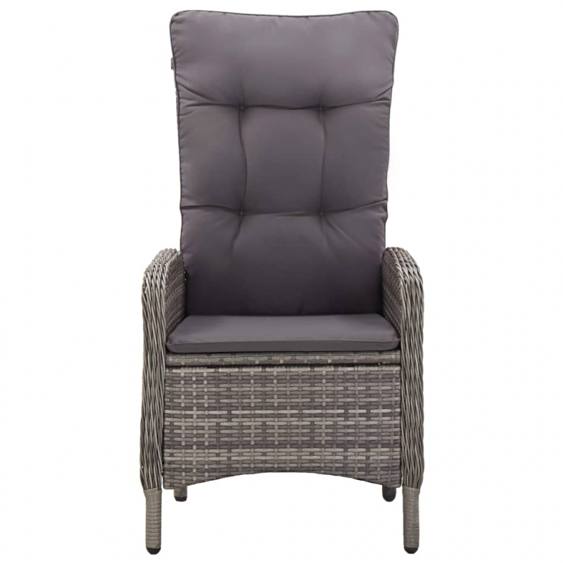 3-tlg. Garten-Bistro-Set Poly Rattan Grau