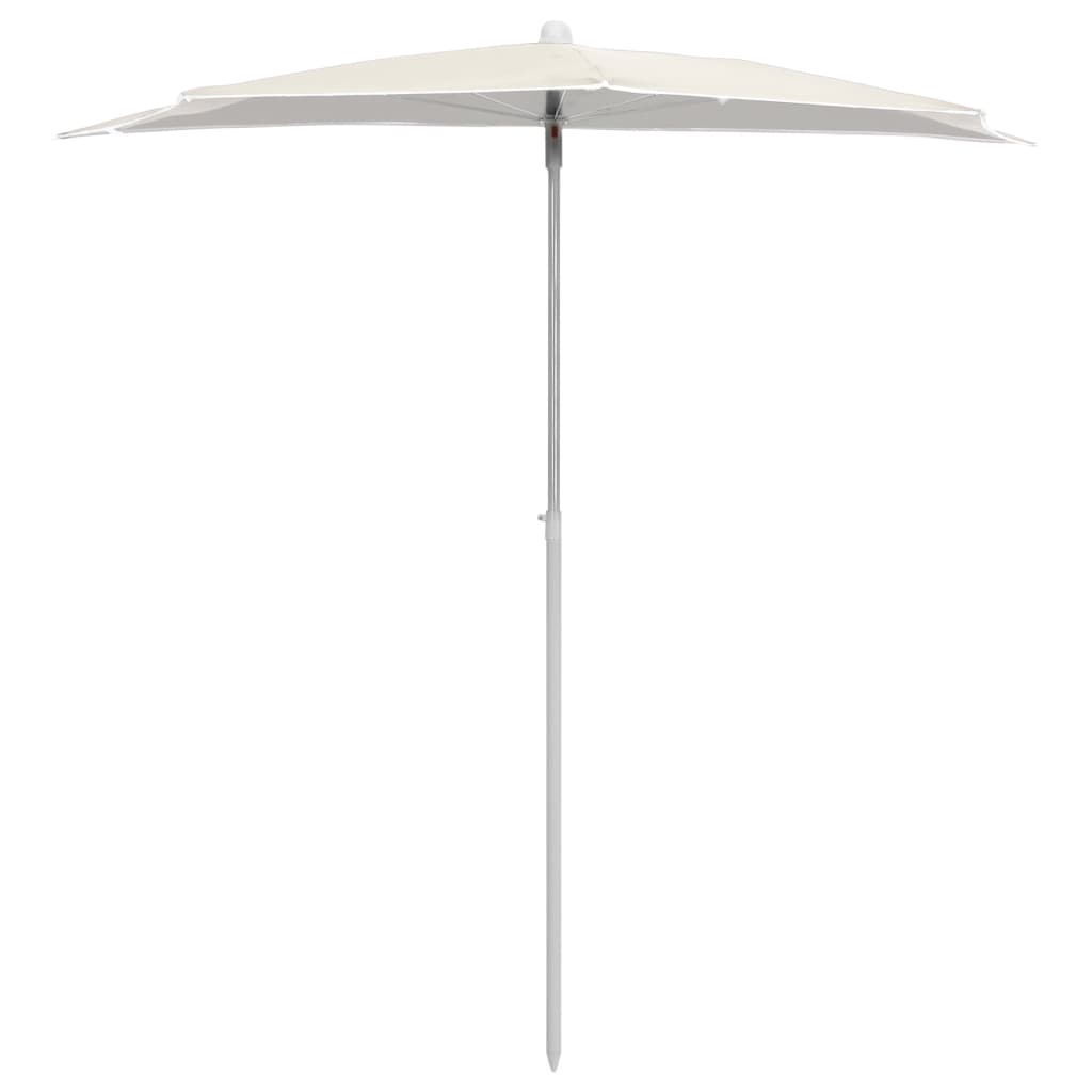 Halb-Sonnenschirm mit Mast 180x90 cm Sandfarbe