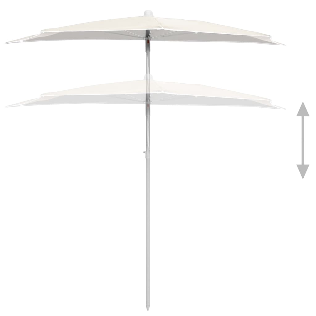 Halb-Sonnenschirm mit Mast 180x90 cm Sandfarbe
