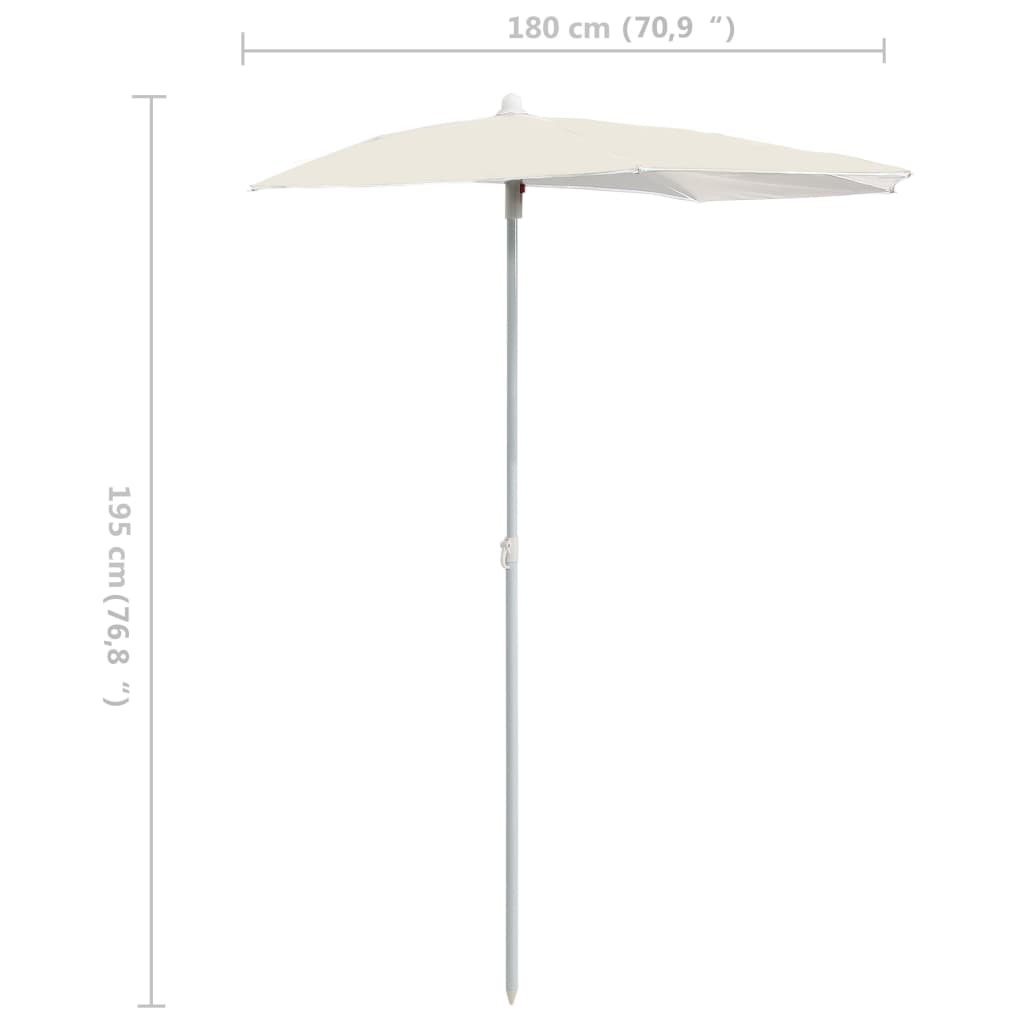Halb-Sonnenschirm mit Mast 180x90 cm Sandfarbe