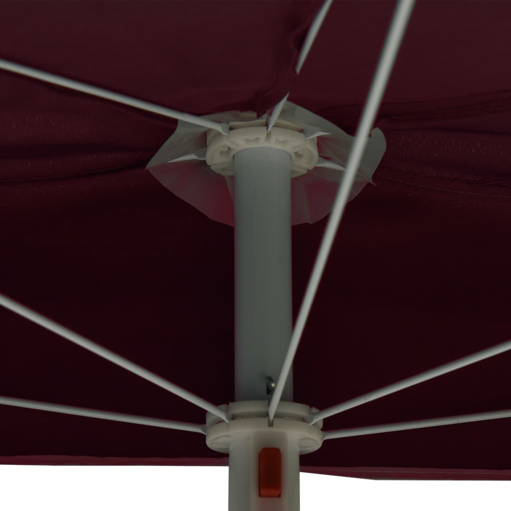 Halb-Sonnenschirm mit Mast 180x90 cm Bordeauxrot