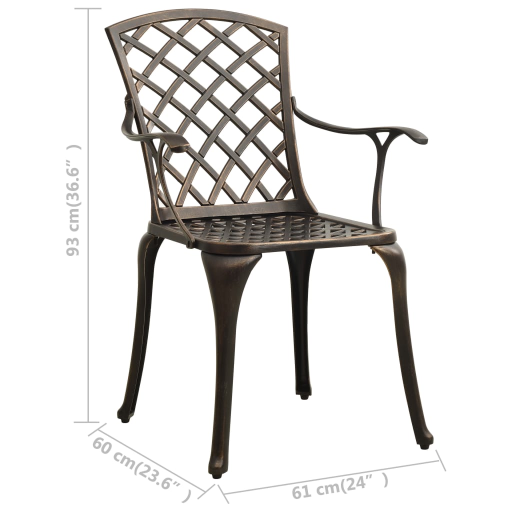 3-tlg. Bistro-Set Aluminiumguss Bronzen