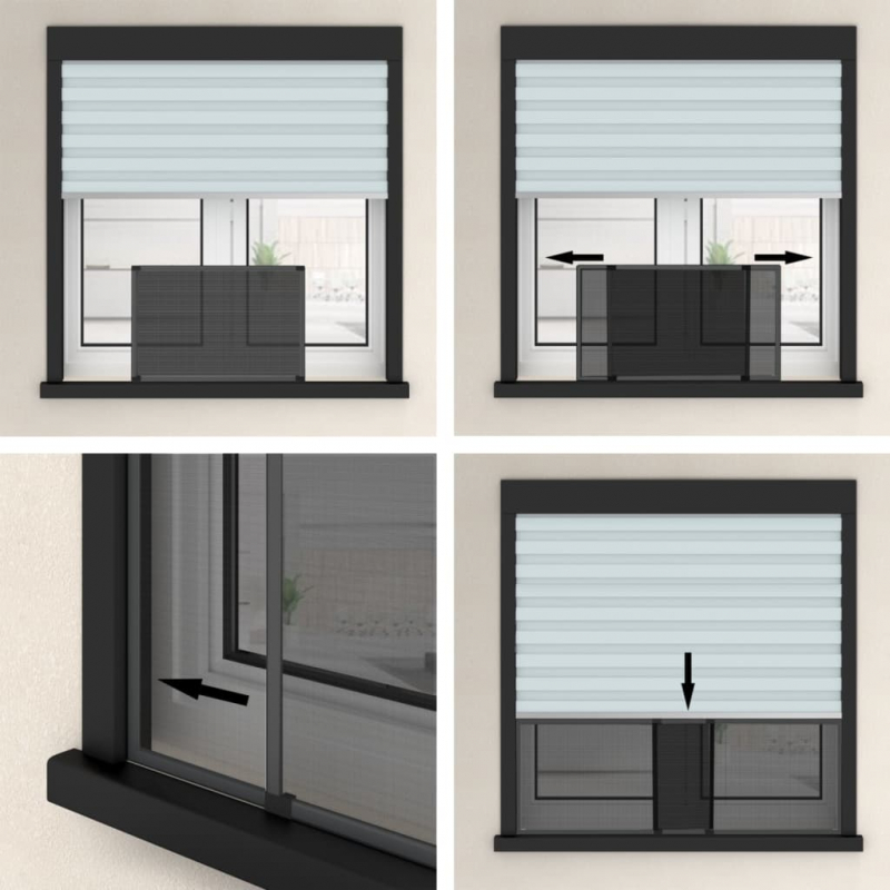 Teleskop-Fliegengitter für Fenster Anthrazit (100-193)x75 cm