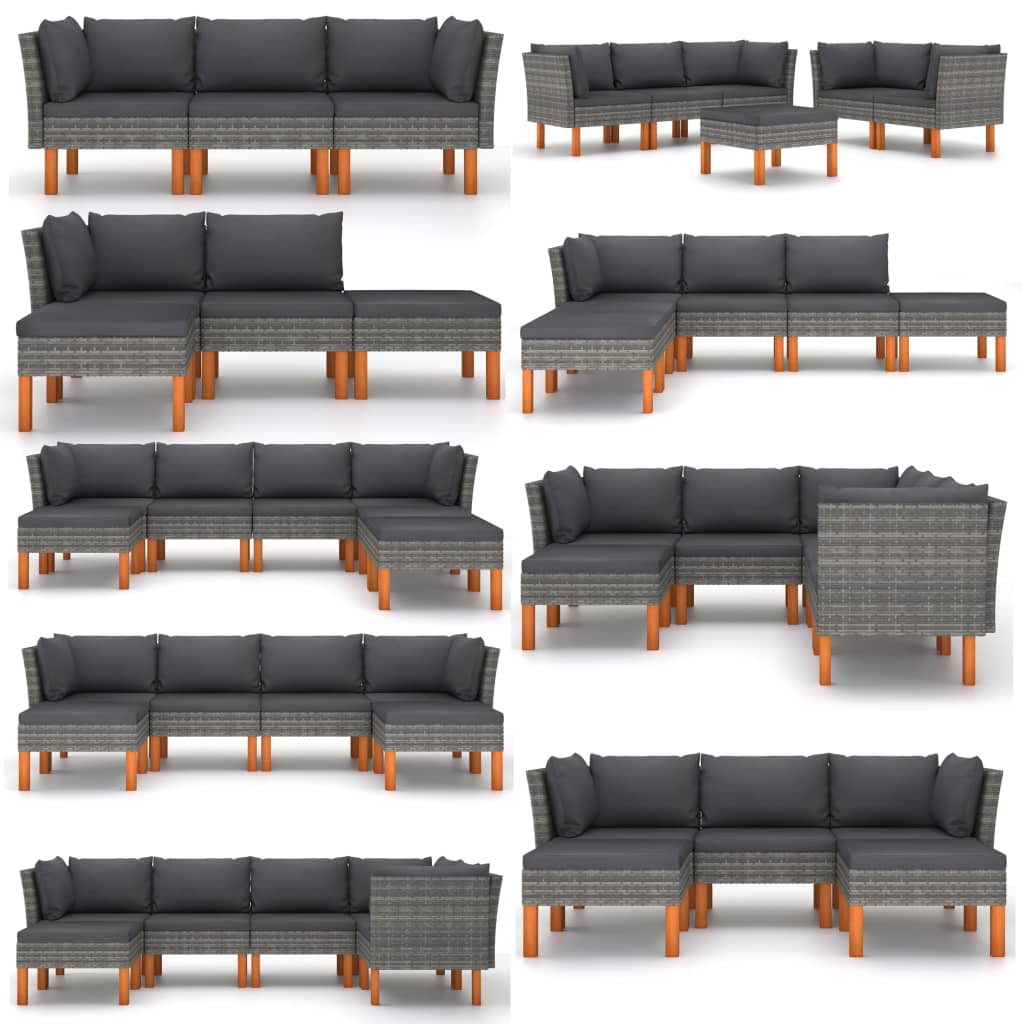 Gartensofa Poly Rattan und Eukalyptus Massivholz