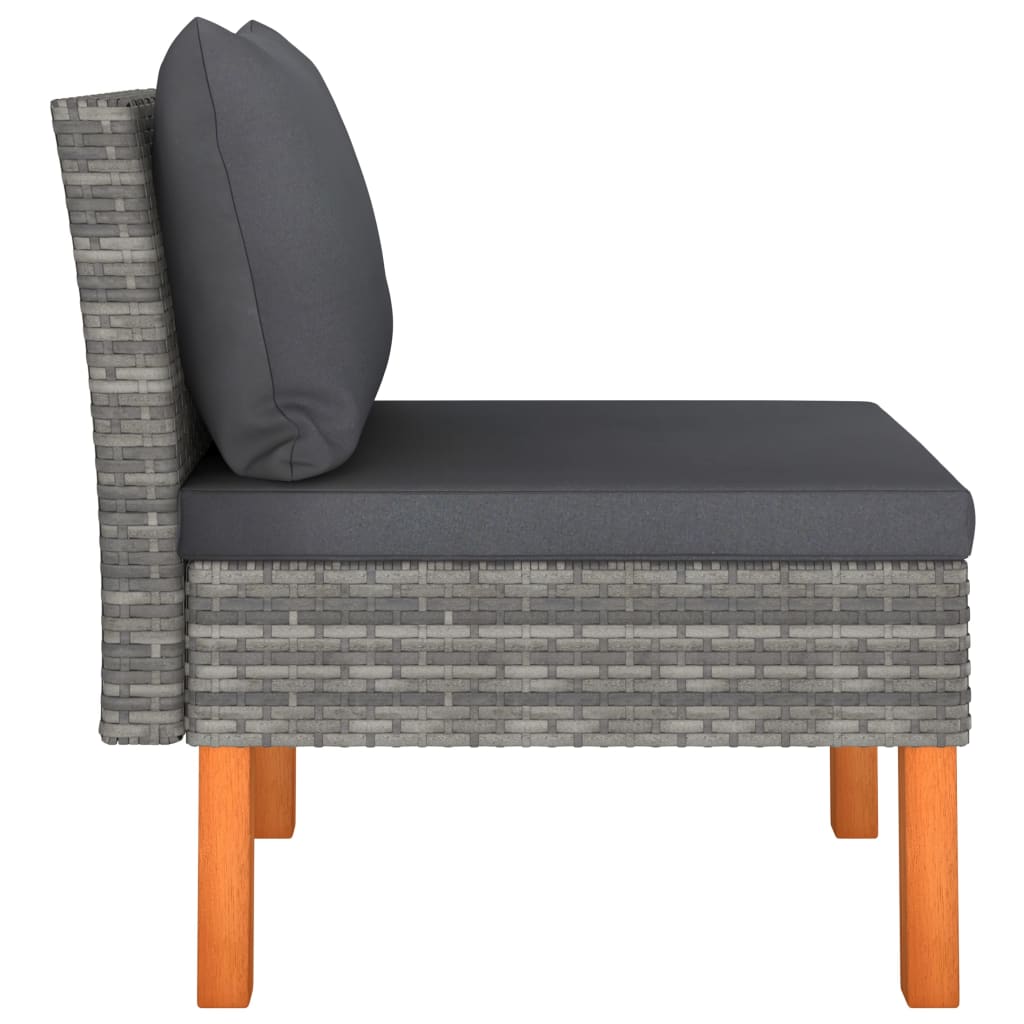 Mittelsofas 2 Stk. Poly Rattan und Eukalyptus Massivholz