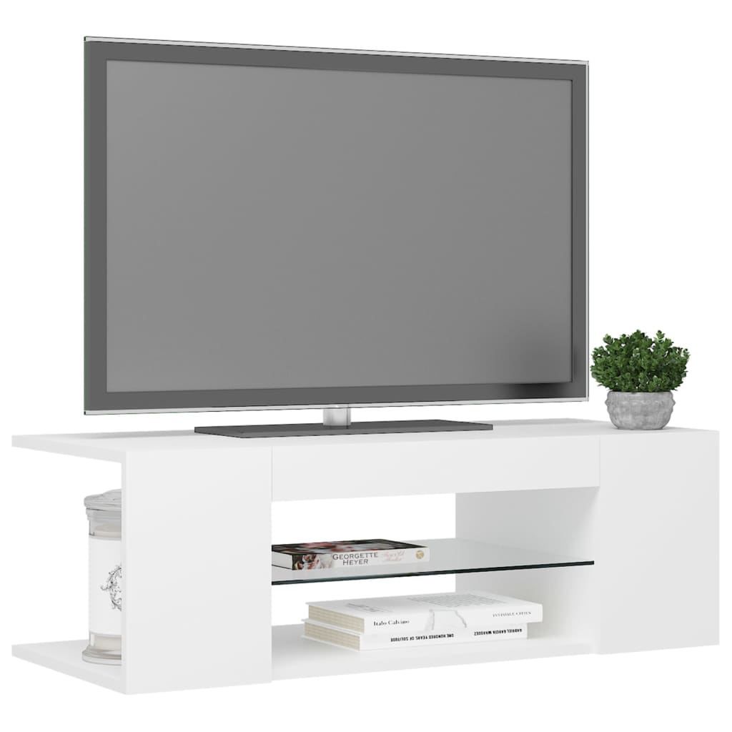 TV-Schrank mit LED-Leuchten Weiß 90x39x30 cm