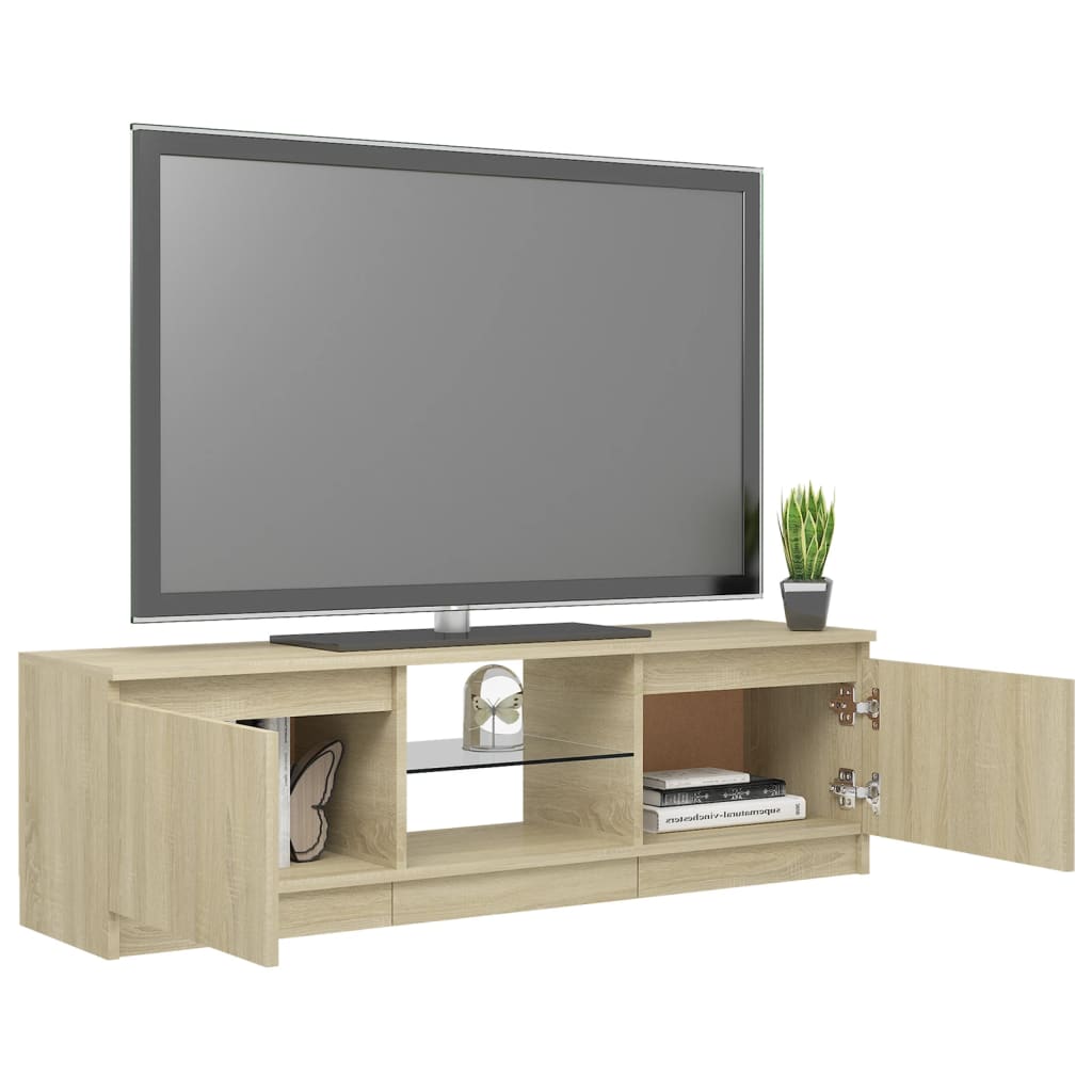 TV-Schrank mit LED-Leuchten Sonoma-Eiche 120x30x35,5 cm