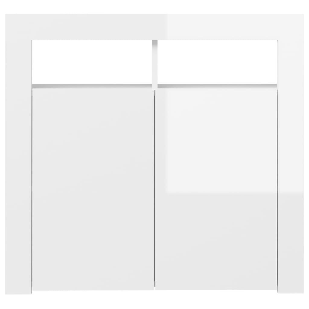 Sideboard mit LED-Leuchten Hochglanz-Weiß 80x35x75 cm