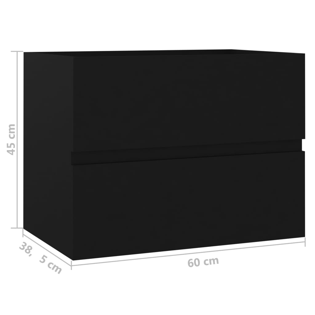 Waschbeckenunterschrank Schwarz 60x38,5x45 cm Holzwerkstoff
