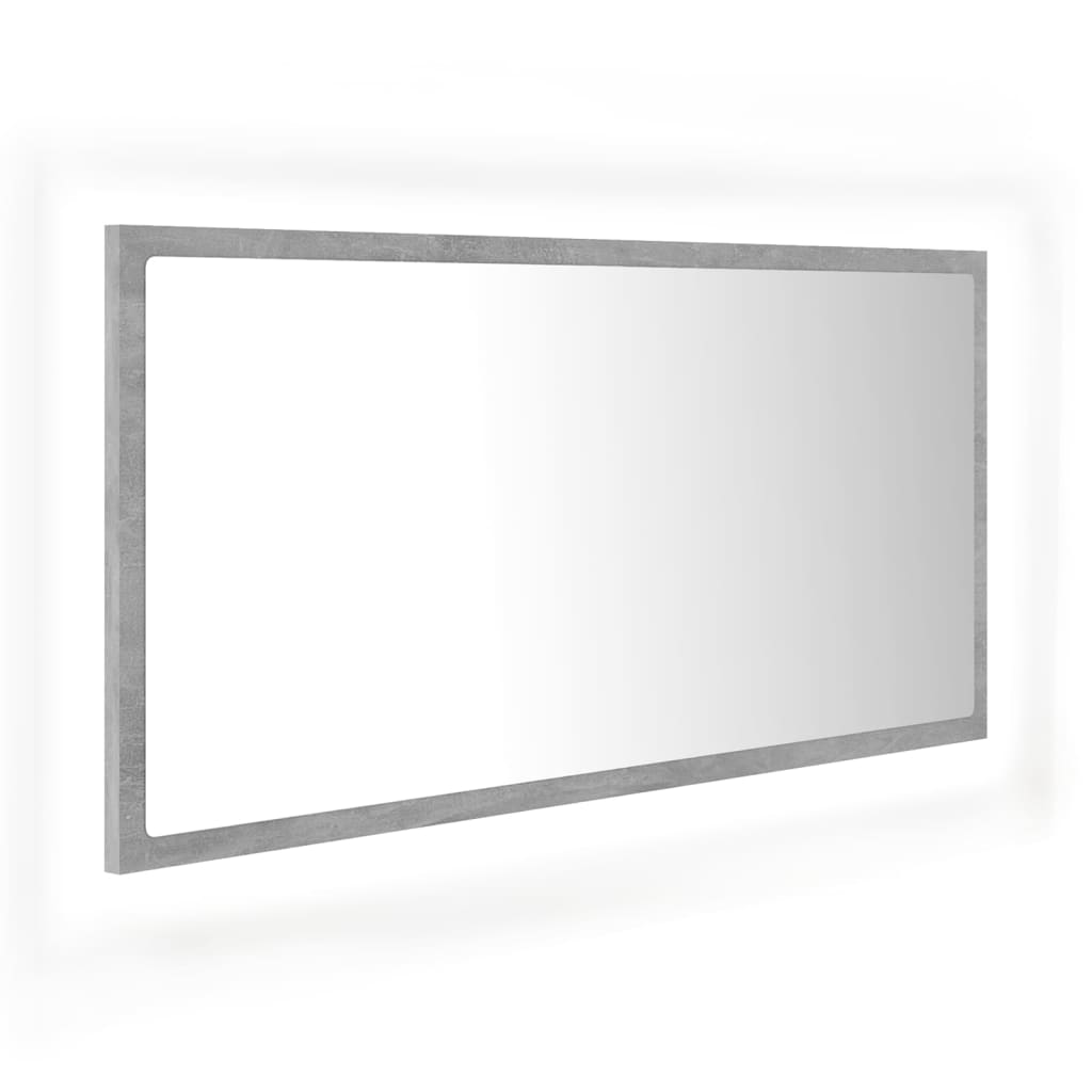 LED-Badspiegel Betongrau 90x8,5x37 cm Acryl