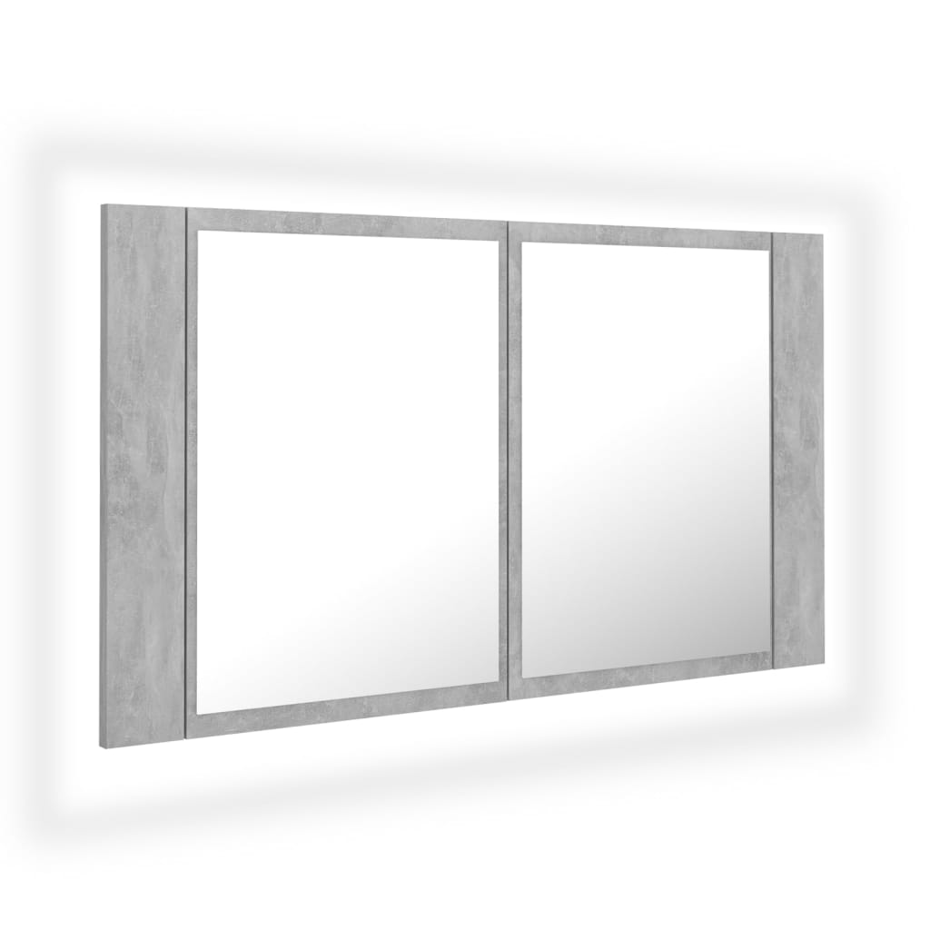 LED-Bad-Spiegelschrank Betongrau 80x12x45 cm Acryl