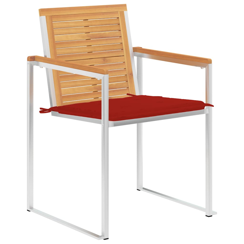 Gartenstühle mit Kissen 2 Stk. Massivholz Teak und Stahl