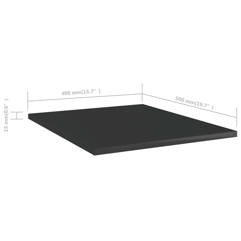 Bücherregal-Bretter 8 Stk. Hochglanz-Schwarz 40x50x1,5 cm