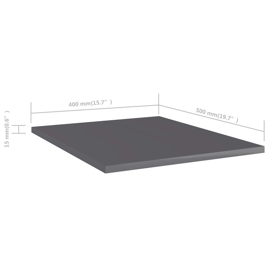 Bücherregal-Bretter 8 Stk. Hochglanz-Grau 40x50x1,5 cm